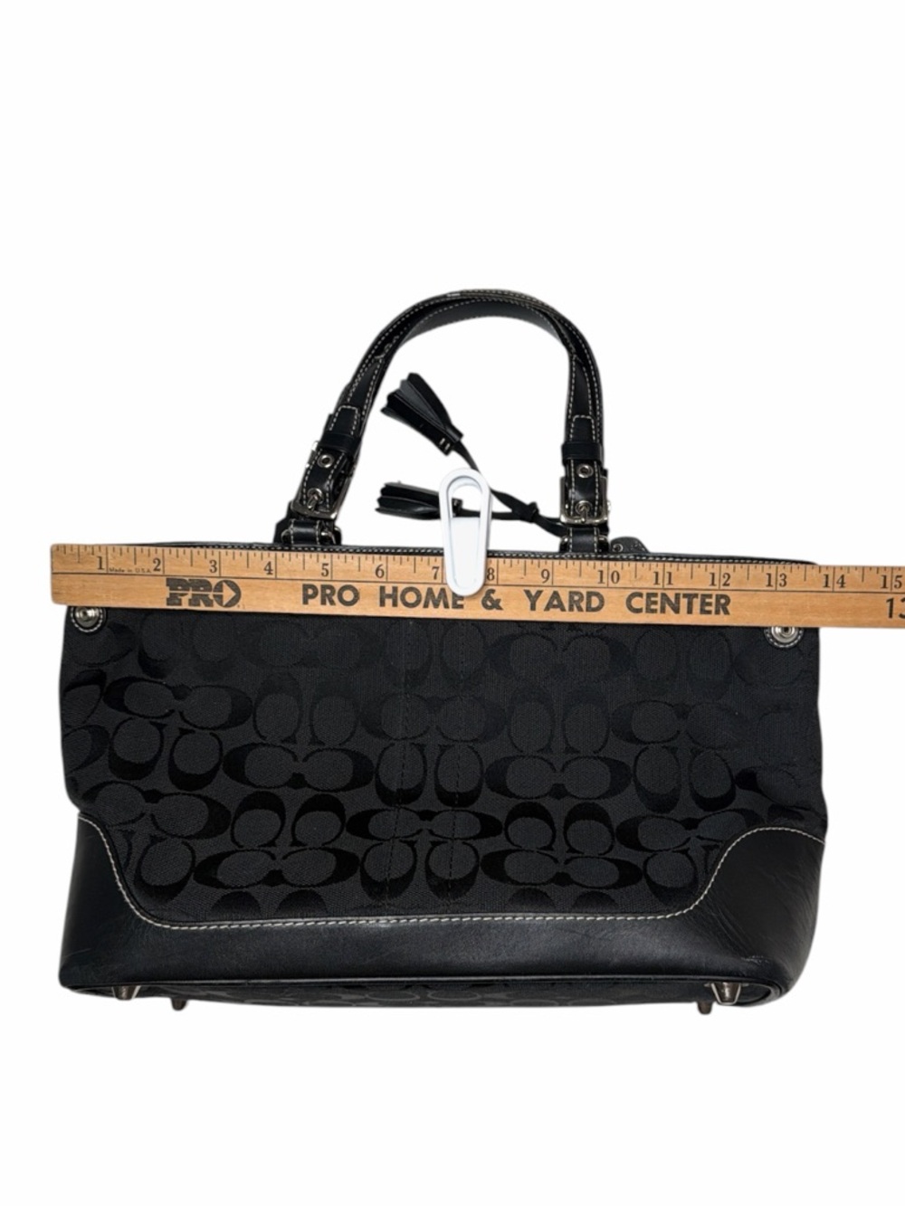 VTG Coach Hampton Black Leather Satchel Top Handle Jacquard Handbag K04M-6830 - Picture 13 of 16